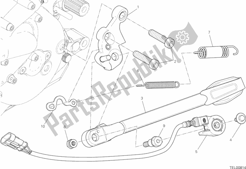 All parts for the Side Stand of the Ducati Monster 821 Dark 2020